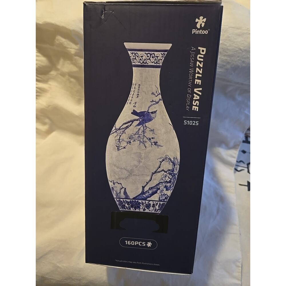 NEW Pintoo 3D Puzzle Vase MAGPIES ON PLUM TREE 160 Curved Plastic Pieces S1025